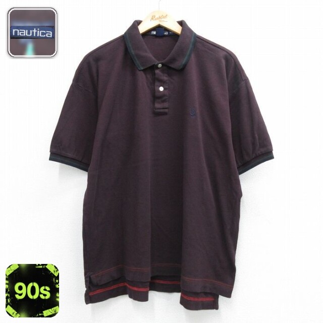 【20%OFF】ノーティカ 90s 半袖ポロシャツ ワンポイントロゴ バーガンディ メンズXL相当 | 古着