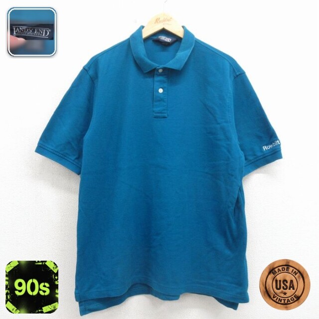 【20%OFF】ランズエンド 90s 半袖ポロシャツ Rowbilt ブルー メンズXL相当 | 古着