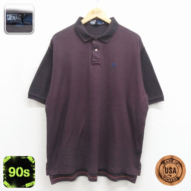 【20%OFF】ラルフローレン 90s 半袖ポロシャツ ワンポイントロゴ バーガンディ メンズXL相当 | 古着