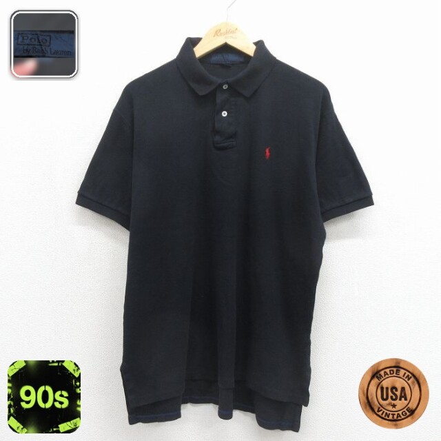 【20%OFF】ラルフローレン 90s 半袖ポロシャツ ワンポイントロゴ ブラック メンズXL相当 | 古着
