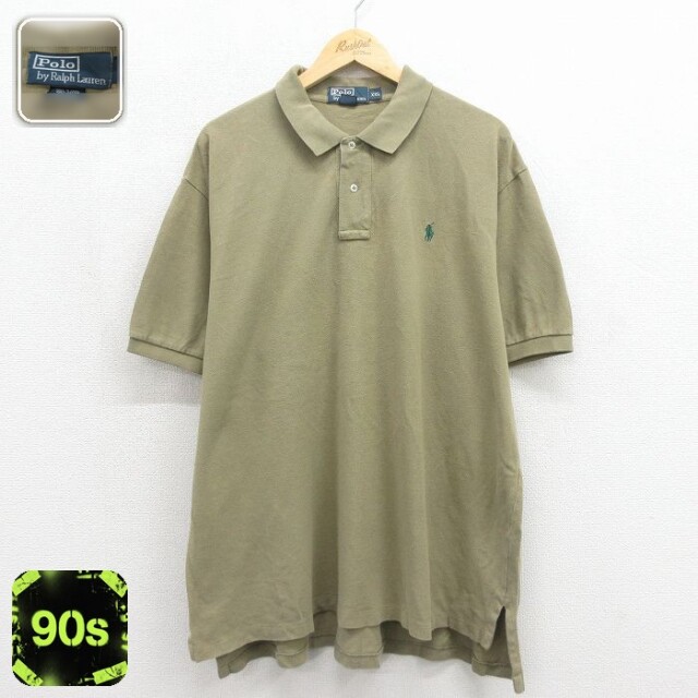 【20%OFF】ラルフローレン 90s 半袖ポロシャツ ワンポイントロゴ カーキ メンズXL相当 | 古着