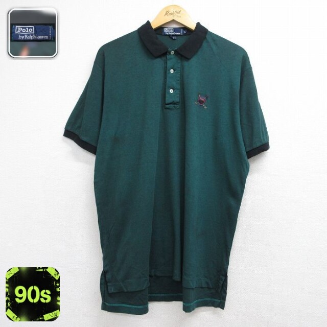 【20%OFF】ラルフローレン 90s 半袖ポロシャツ ワンポイントロゴ グリーン メンズXL相当 | 古着
