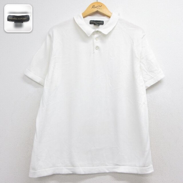 【20%OFF】バナナリパブリック 00s 半袖ポロシャツ 鹿の子 ホワイト メンズXL相当 | 古着