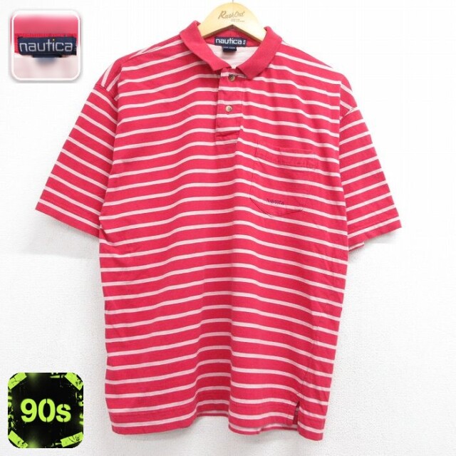【20%OFF】ノーティカ 90s 半袖ポロシャツ ワンポイントロゴ レッド メンズL相当 | 古着