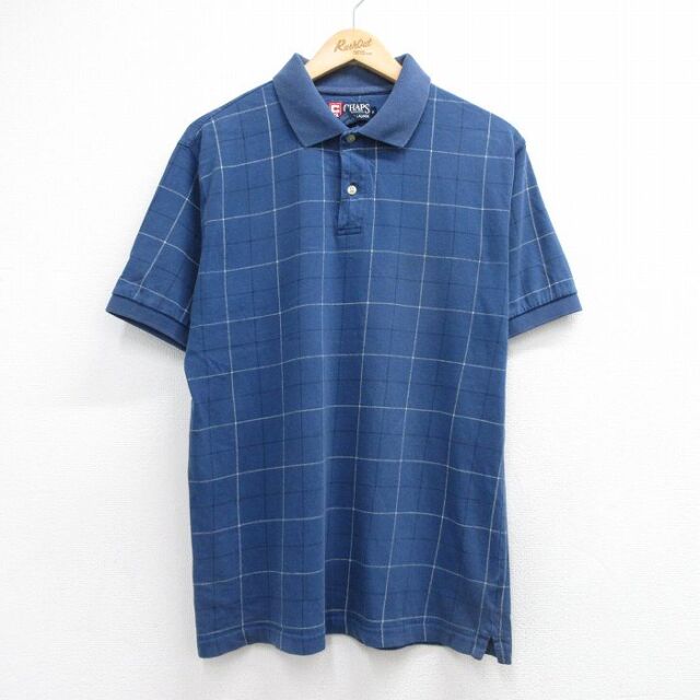ラルフローレン 90s 半袖ポロシャツ ブルーチェック メンズL相当 | 古着