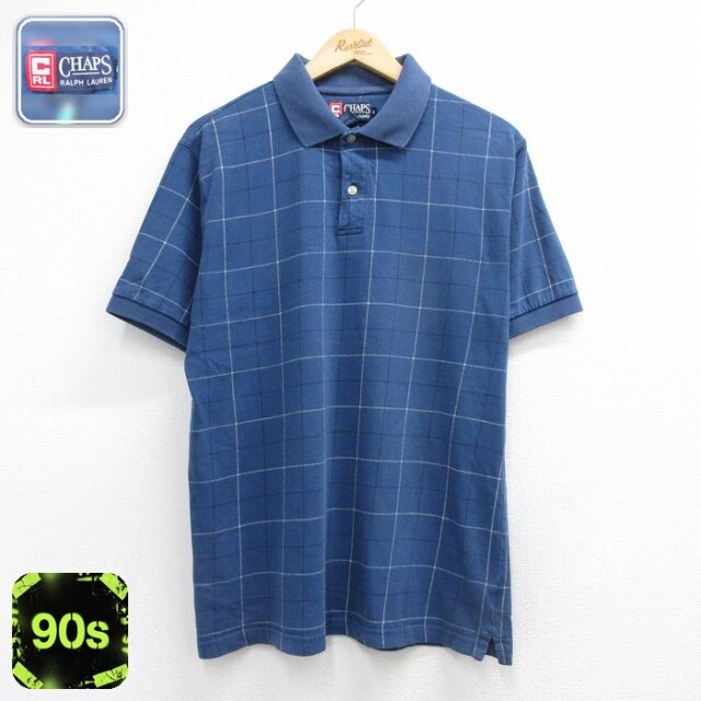 【20%OFF】ラルフローレン 90s 半袖ポロシャツ ブルーチェック メンズL相当 | 古着