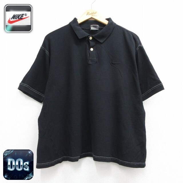 【20%OFF】ナイキ 00s 半袖ポロシャツ ワンポイントロゴ ブラック メンズXL相当 | 古着