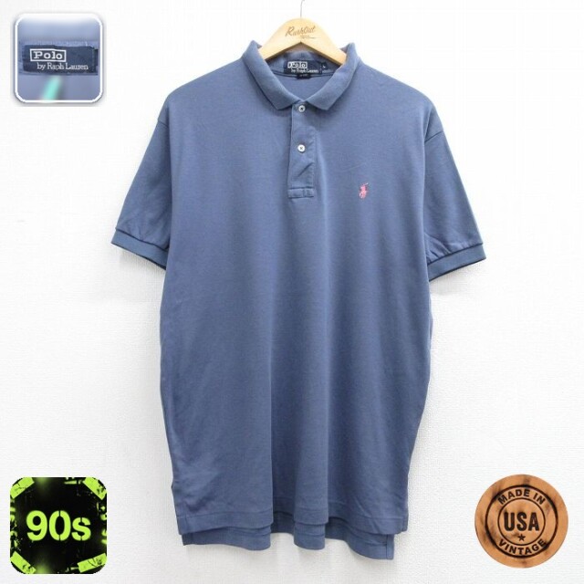 【20%OFF】ラルフローレン 90s 半袖ポロシャツ ワンポイントロゴ ネイビー メンズXL相当 | 古着