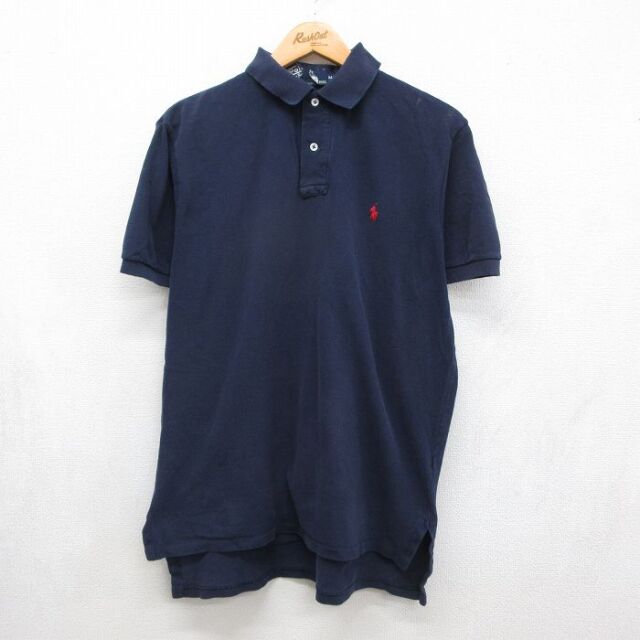 ラルフローレン 90s 半袖ポロシャツ ワンポイントロゴ ネイビー メンズL相当 | 古着