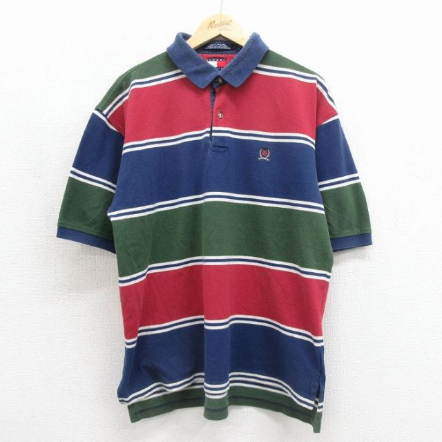 トミーヒルフィガー 90s 半袖ポロシャツ ワンポイントロゴ ネイビー メンズXL相当 | 古着