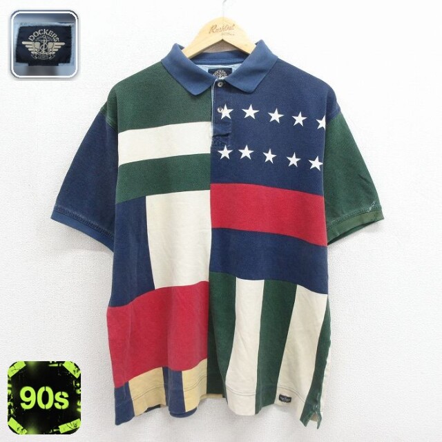 ドッカーズ 90s 半袖ポロシャツ 鹿の子 ネイビー メンズXL相当 | 古着