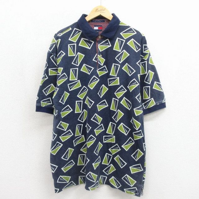 トミーヒルフィガー 90s 半袖ポロシャツ ネイビー メンズXL相当 | 古着