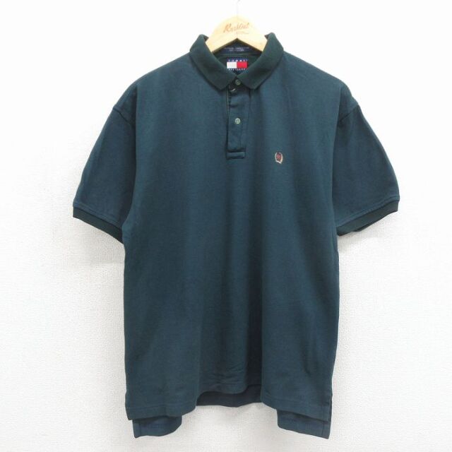 トミーヒルフィガー 90s 半袖ポロシャツ ワンポイントロゴ ネイビー メンズL相当 | 古着