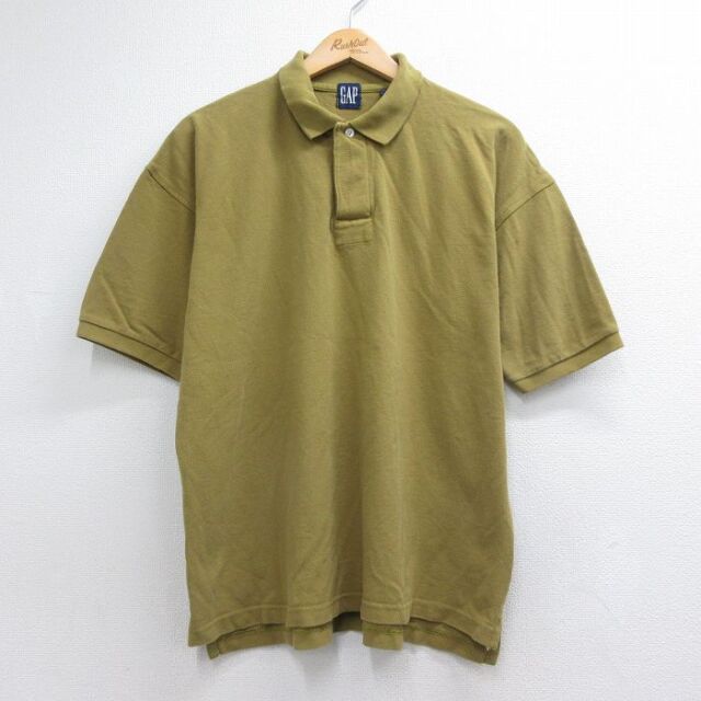 XL★古着 ギャップ GAP 半袖 ブランド ポロ シャツ メンズ 90年代 90s 鹿の子 コットン カーキ【spe】 26jul06
