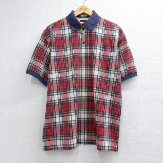 トミーヒルフィガー 90s 半袖ポロシャツ ワンポイントロゴ レッド メンズXL相当 | 古着