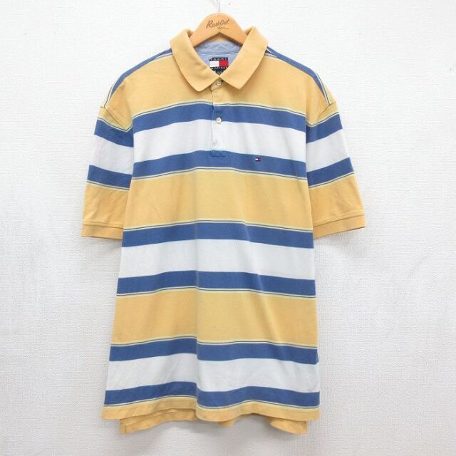 トミーヒルフィガー 90s 半袖ポロシャツ ワンポイントロゴ イエロー メンズXL相当 | 古着