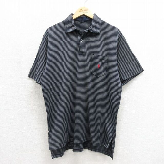 ラルフローレン 90s 半袖ポロシャツ ワンポイントロゴ ネイビーボーダー メンズXL相当 | 古着