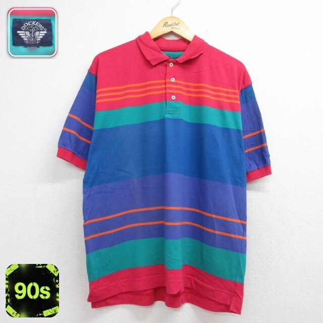 ドッカーズ 90s 半袖ポロシャツ ワンポイントロゴ ブルー メンズXL相当 | 古着