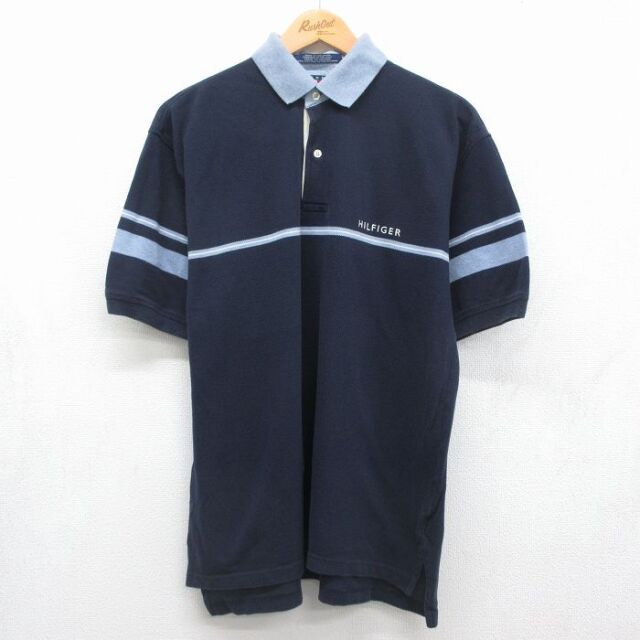 トミーヒルフィガー 90s 半袖ポロシャツ ワンポイントロゴ ネイビー メンズL相当 | 古着
