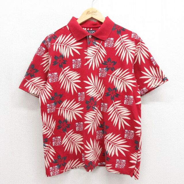 ラルフローレン 90s 半袖ポロシャツ 花 レッド メンズL相当 | 古着