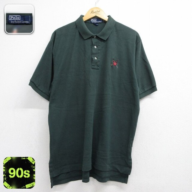 ラルフローレン 90s 半袖ポロシャツ ワンポイントロゴ グリーン メンズXL相当 | 古着