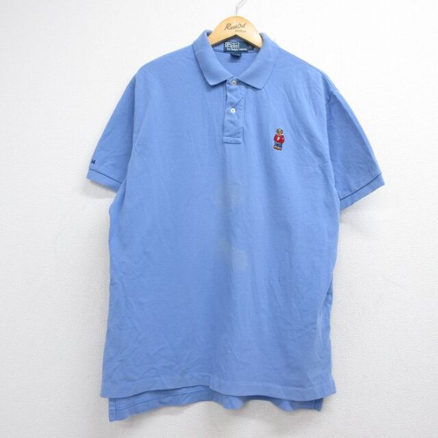 ラルフローレン 90s 半袖ポロシャツ ポロベア ライトブルー メンズXL相当 | 古着