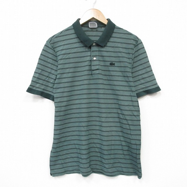 LACOSTE ラコステ 半袖ポロシャツ  ボーダー    グリーン メンズ / 240001191902 古着通販 L☆古着 ラコステ 半袖 ブランド ポロ シャツ メンズ ワン