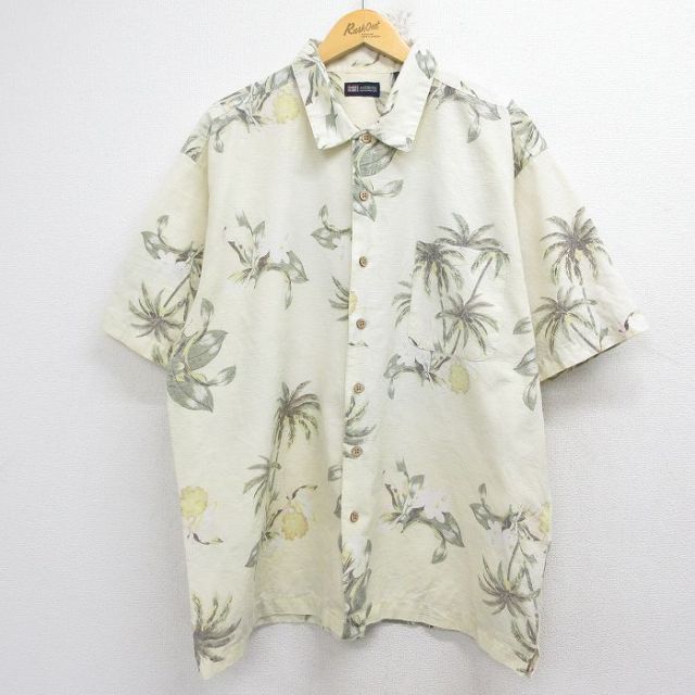 FADED GLORY 00s 半袖ハワイアンシャツ ヤシの木 イエロー メンズXL相当 | 古着