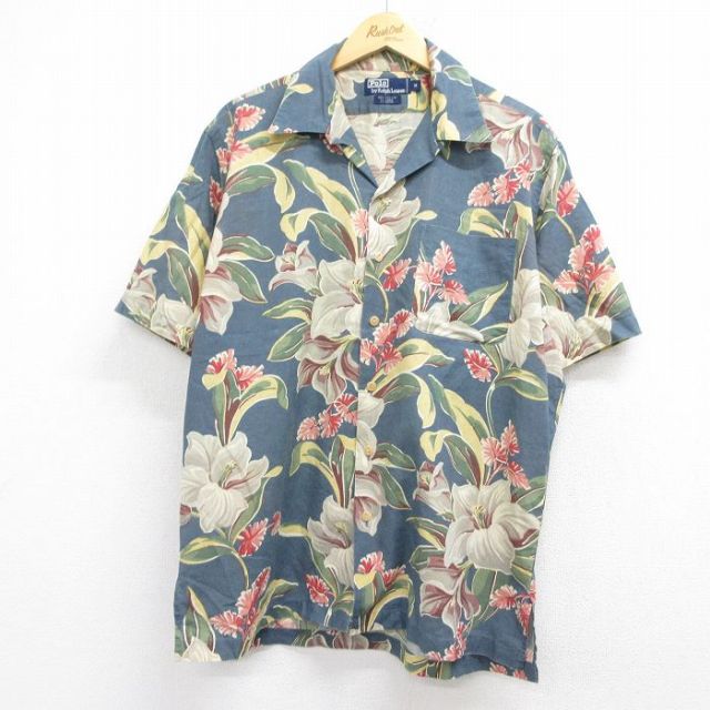 ラルフローレン 90s 半袖シャツ ハイビスカス ネイビー XL | 古着