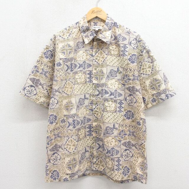 ピエールカルダン 半袖シャツ 魚花 ベージュ XL | 古着