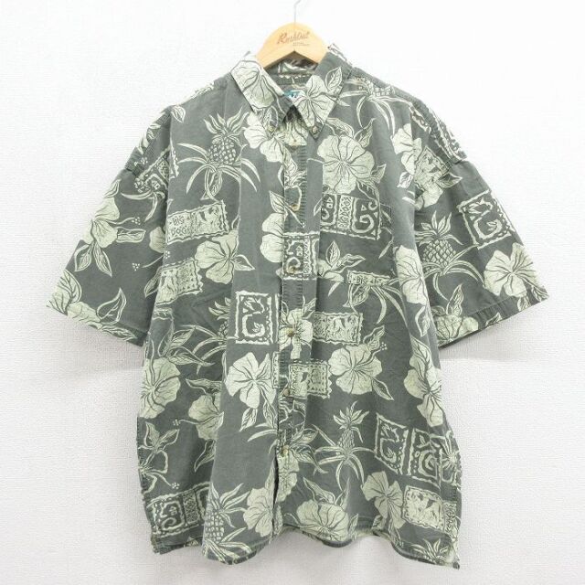 ビッグドッグス 00s 半袖シャツ 花 カーキ メンズXL相当 | 古着