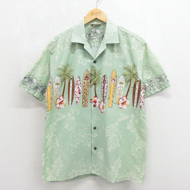 古着通販 L☆古着 半袖 ハワイアン シャツ メンズ 90年代 90s
