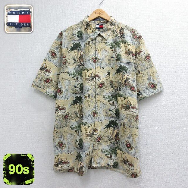 トミーヒルフィガー 90s 半袖シャツ ハワイアン イエロー メンズXL相当 | 古着