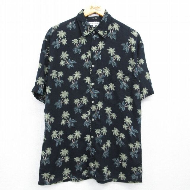 ピエールカルダン 90s 半袖シャツ ヤシの木 ブラック メンズL相当 | 古着