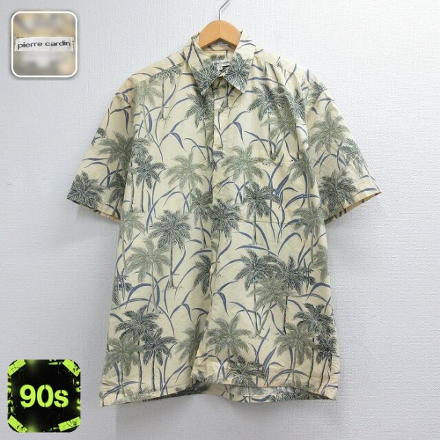 ピエールカルダン 90s 半袖シャツ ヤシの木 イエロー メンズL相当 | 古着