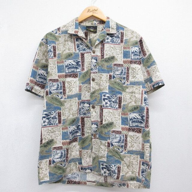 ハワイアン 90s 半袖シャツ カメ カーキ メンズL相当 | 古着