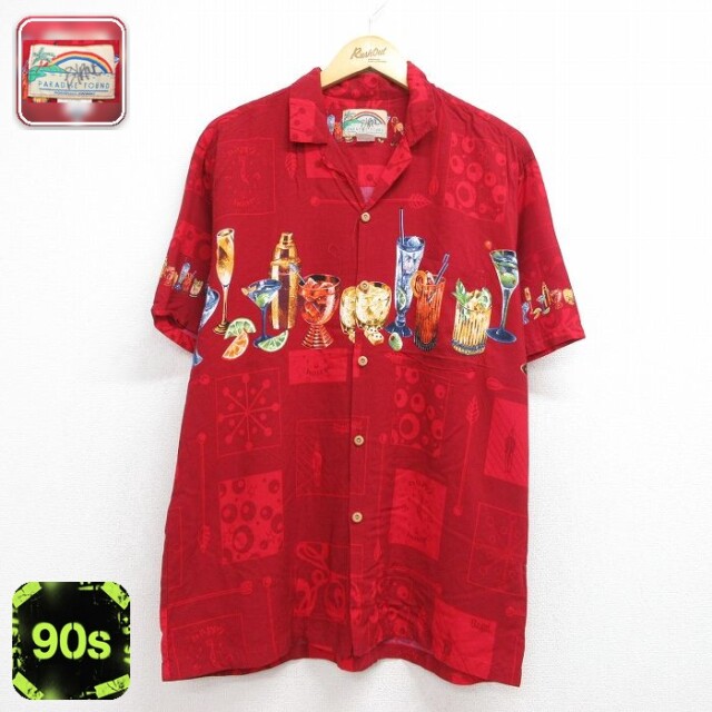 90s 半袖シャツ カクテル レッド メンズL相当 | 古着