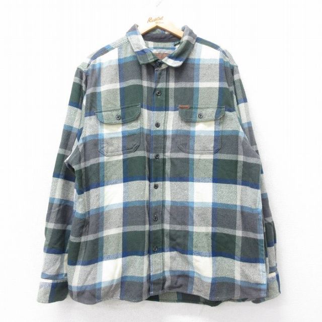 XL★古着 オービス ORVIS 長袖 シャツ ジャケット メンズ 大きいサイズ 濃緑他 グリーン チェック 25oct15 中古 アウター