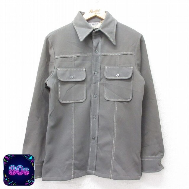 【50%OFF】80s 長袖シャツジャケット グリーン S | 古着