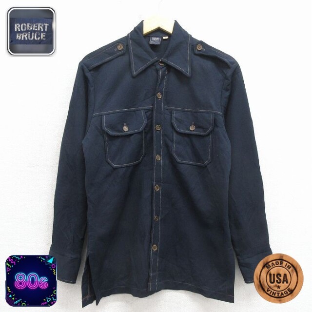 【50%OFF】80s 長袖シャツジャケット ネイビー S | 古着