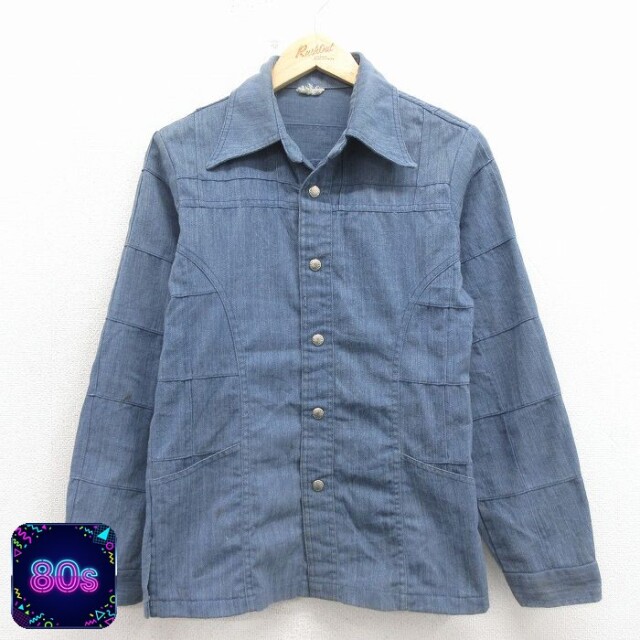 【50%OFF】80s 長袖シャツジャケット ネイビー XS | 古着
