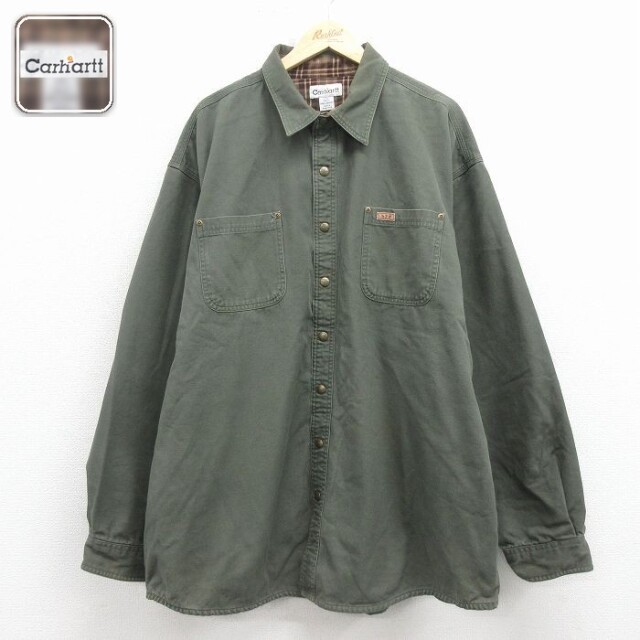 【20%OFF】カーハート 長袖シャツジャケット ダック地 グリーン メンズXL相当 | 古着