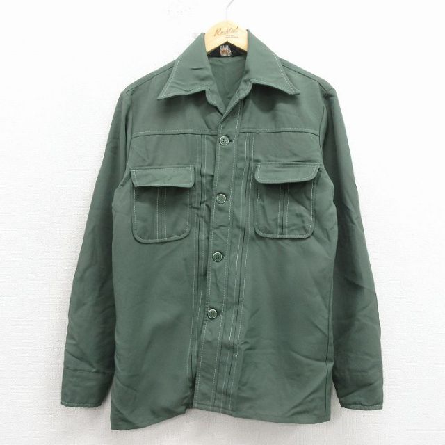 JCペニー 70s 長袖シャツジャケット グリーン メンズM相当 | 古着