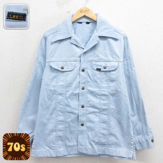 【20%OFF】リー 70s 長袖シャツジャケット ライトブルー メンズM相当 | 古着