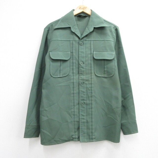 JCペニー 70s 長袖シャツジャケット フラップポケット カーキ メンズM相当 | 古着