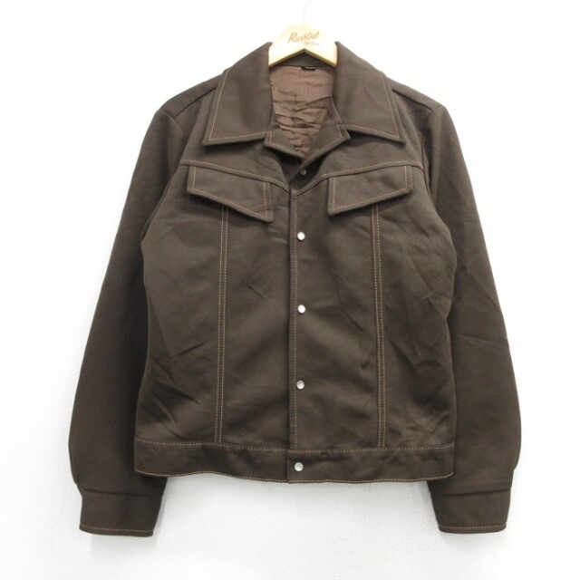 FARAH 80s 長袖シャツジャケット スナップボタン ブラウン メンズM相当 | 古着