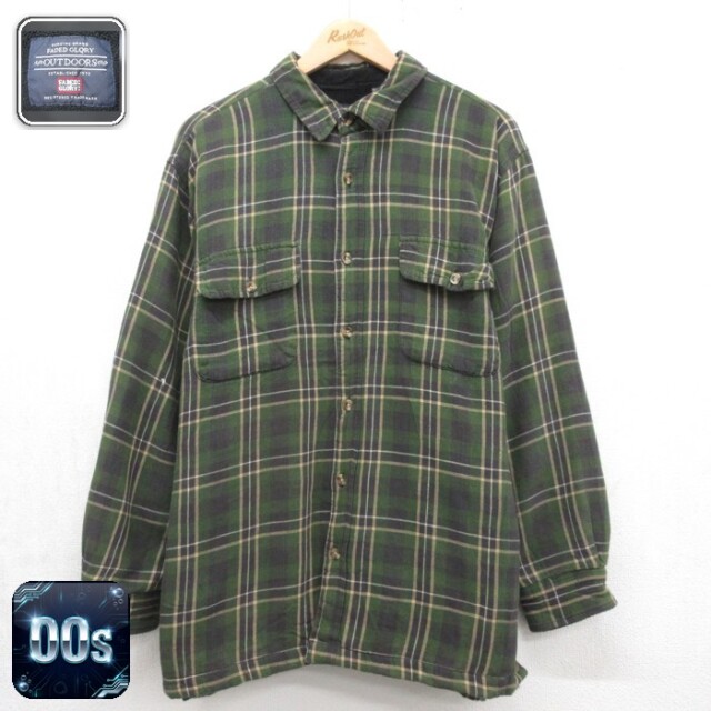 FADED GLORY 長袖 シャツ ジャケット 00s フランネル キルティング フラップポケット コットン チェック 内側フリース メンズXL相当 | 古着
