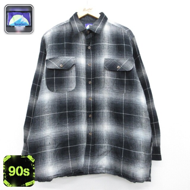 NorthCrest 90s 長袖シャツジャケット キルティング ブラック メンズXL相当 | 古着