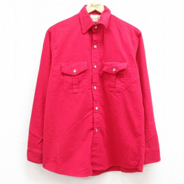【50%OFF】M★古着 シアーズ 長袖 ヘビー フランネル シャツ メンズ 80年代 80s コットン 大きいサイズ 赤 レッド 25jan20 中古 トップス