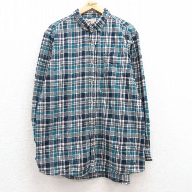 【50%OFF】XL★古着 レッドヘッド 長袖 フランネル シャツ メンズ 大きいサイズ コットン ボタンダウン グレー他 チェック 25jan20 中古 トップス